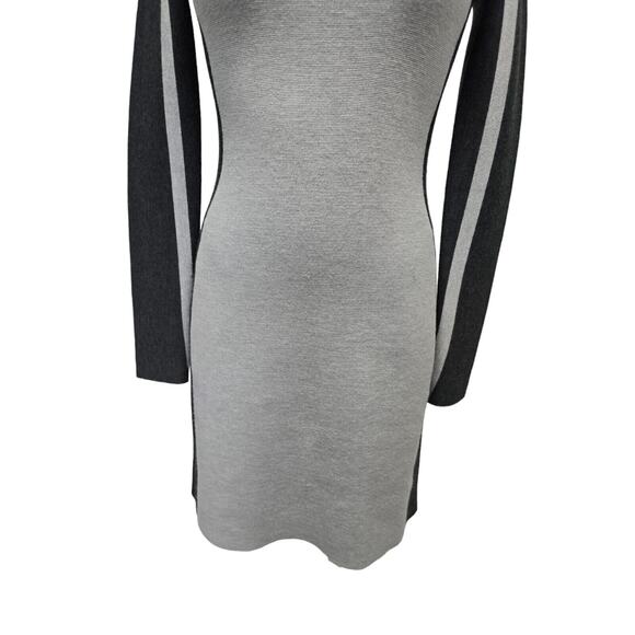 Athleta Black Gray Striped Wool Blend LS Knit Sweater Midi Dress Womens Size XS - Picture 6 of 12